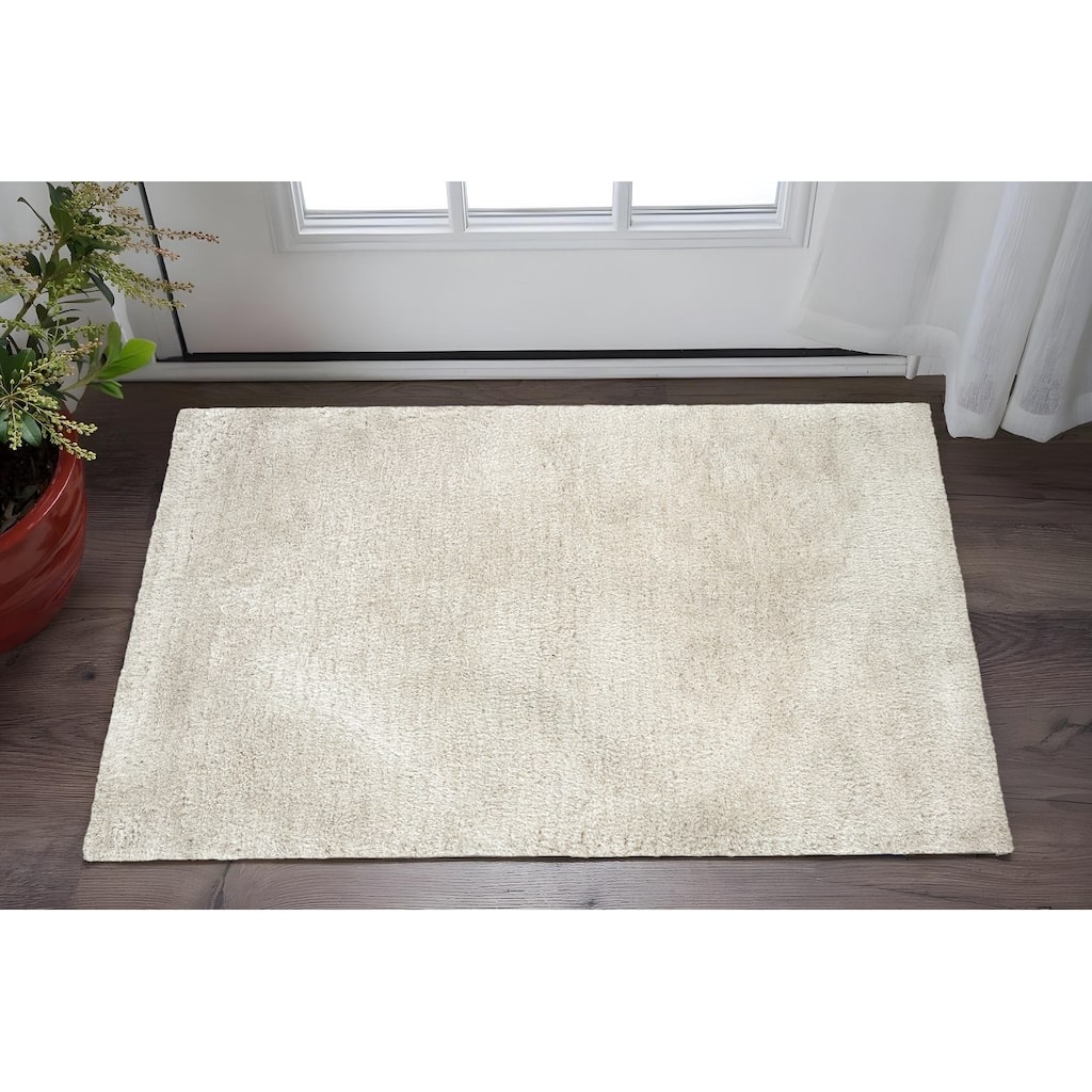 HomeRoots Solid Color Shag Rectangle Area Rug - 62.99 in. x 38.98 in. x 1.60 in.