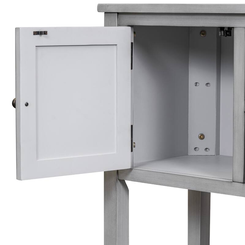 Retro Style Buffet Sideboard Wood Console Table with Bottom Shelf, Easy Assemble, for Living Room, Kitchen, Entryway