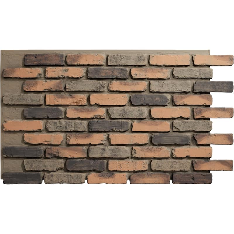 EverStone Aged Brick Faux Brick Panel, 46 7/8"W x 27"H x 1 1/4"D - Alamo Color