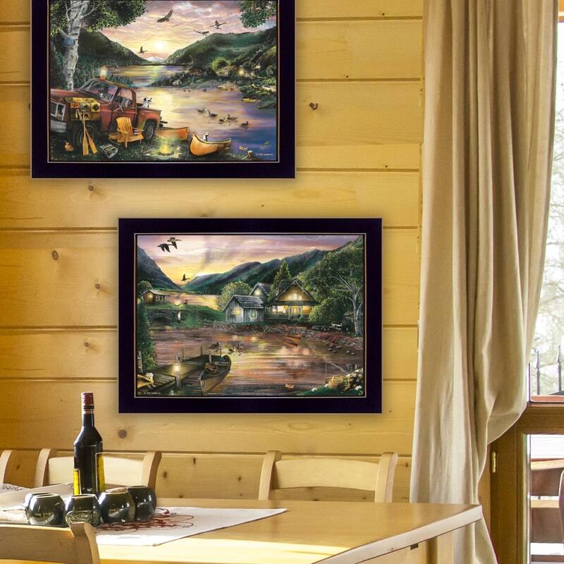 TrendyDecor4U "Lakefront Camping" 2-Piece Vignette by Ed Wargo - Blue