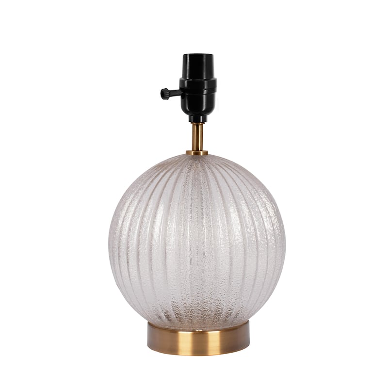 Serenity Round Ribbed Glass Lamp Base Clear Table Lamp Large Linen Shade