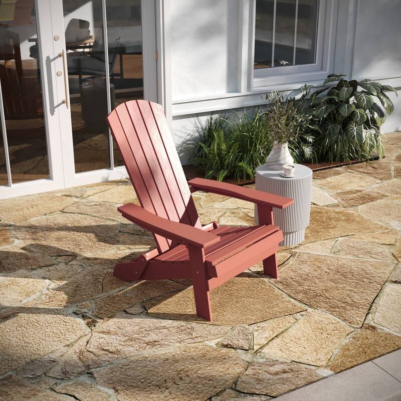 All-Weather Poly Resin Folding Adirondack Chair - Patio Chair