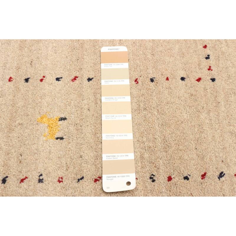ECARPETGALLERY Hand Loomed Kashkuli Gabbeh Tan Wool Rug - 4'0 x 5'9