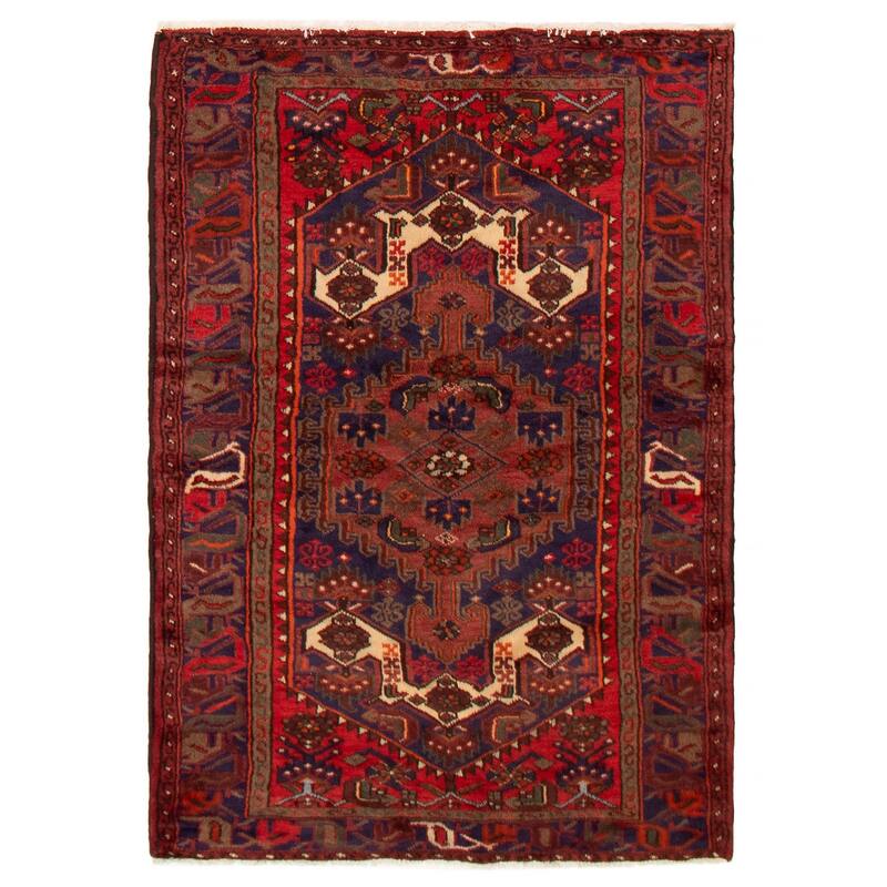 ECARPETGALLERY Hand-knotted Andelz Red Wool Rug - 4'1 x 5'10 - Red - 4'1 x 5'10