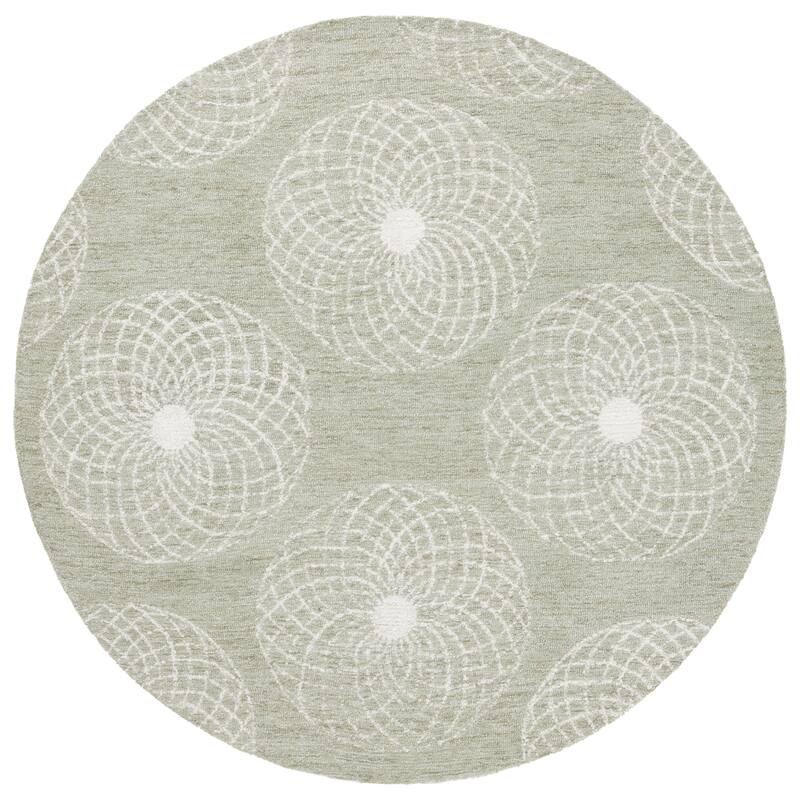 SAFAVIEH Handmade Ebony Angeliki Modern & Contemporary Wool Rug - 6' Round - Sage/Ivory