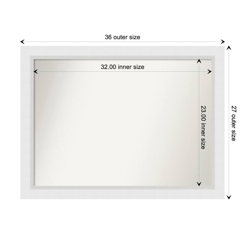 Blanco White Framed Non-Beveled Custom Wall Mirror, Bathroom Vanity Mirror - Outer Size: 36.25 x 27.25