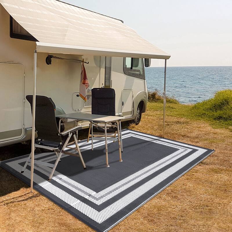 Outdoor Plastic Straw Rug Waterproof Outdoor Rug Reversible Plastic Camping Rugs for Patio Porch Deck Backyard