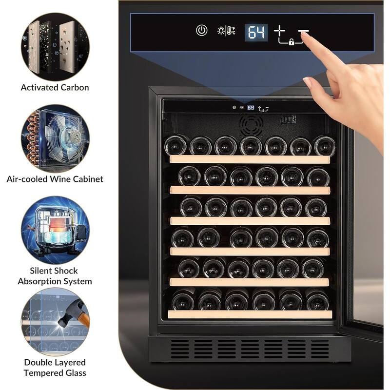 24 Inch Wine Refrigerator 46 Bottle LED Touch Screen