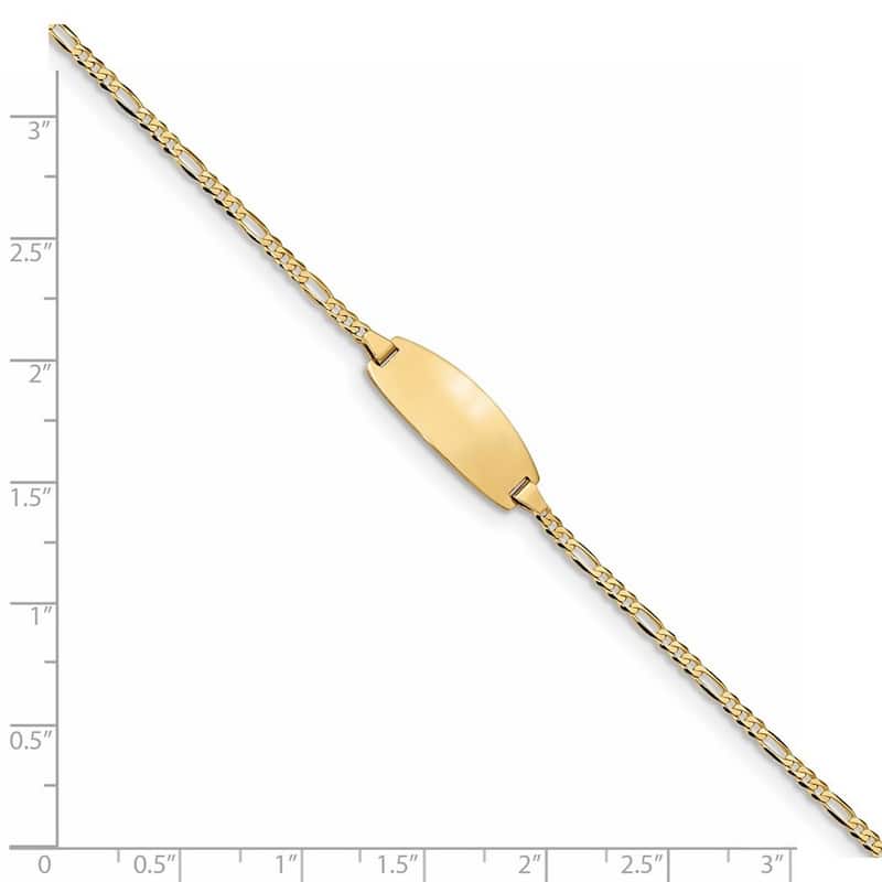 Curata 8.2mm 14k Yellow Gold Engravable Oval ID Figaro Bracelet