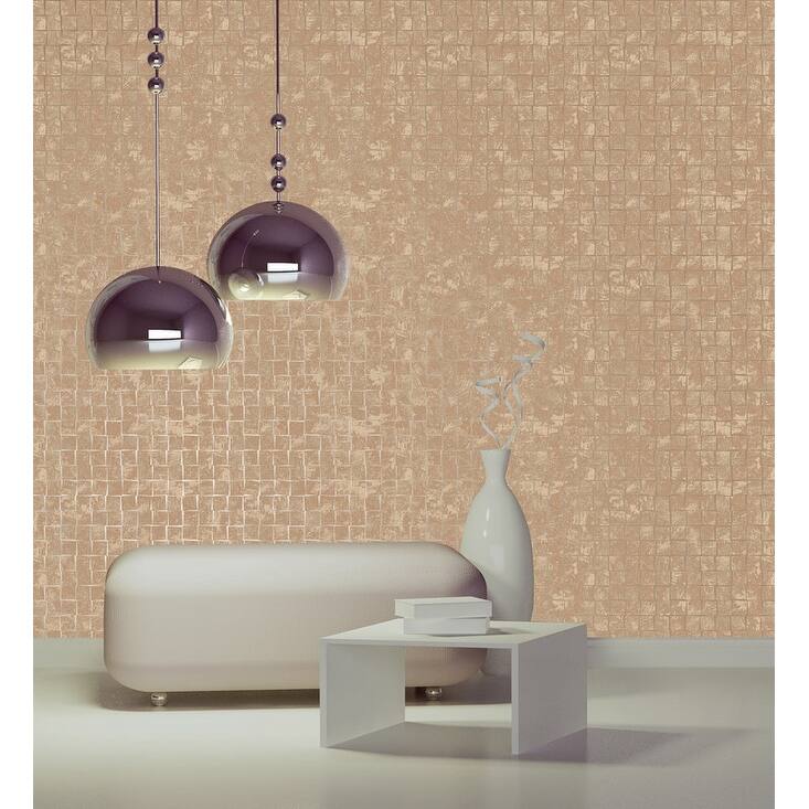Decorline Cubist Copper Geometric Wallpaper - 20.5in x 396in x 0.025in