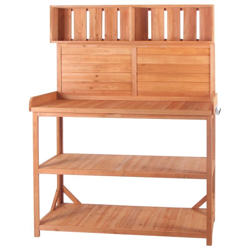 65" Large Wooden Rustic Outdoor Potting Table