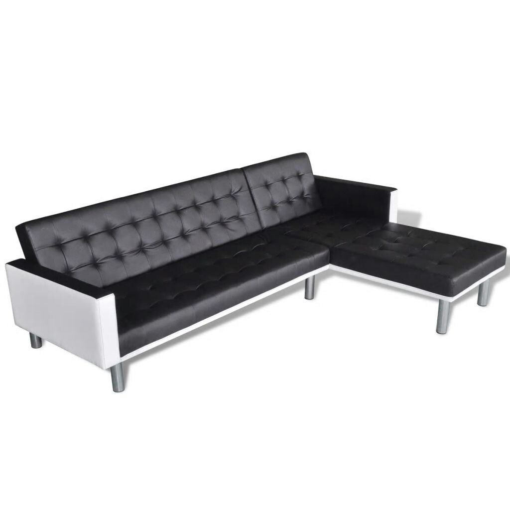 Shop Vidaxl L Shaped Sofa Bed Faux Leather Black Overstock