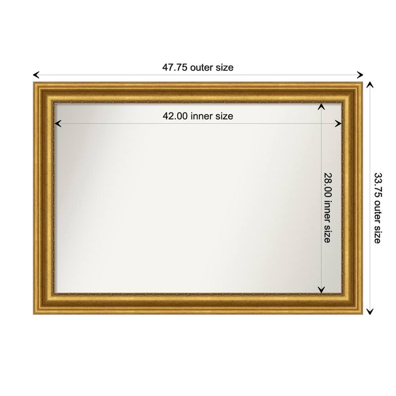 Parlor Gold Framed Non-Beveled Custom Wall Mirror, Bathroom Vanity Mirror - Outer Size: 47.75 x 33.75