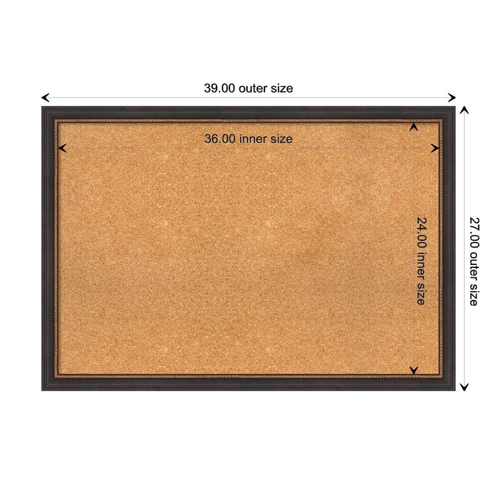 Ashton Black Wood Framed Natural Corkboard Bulletin Board, Organization Board, Pin Board