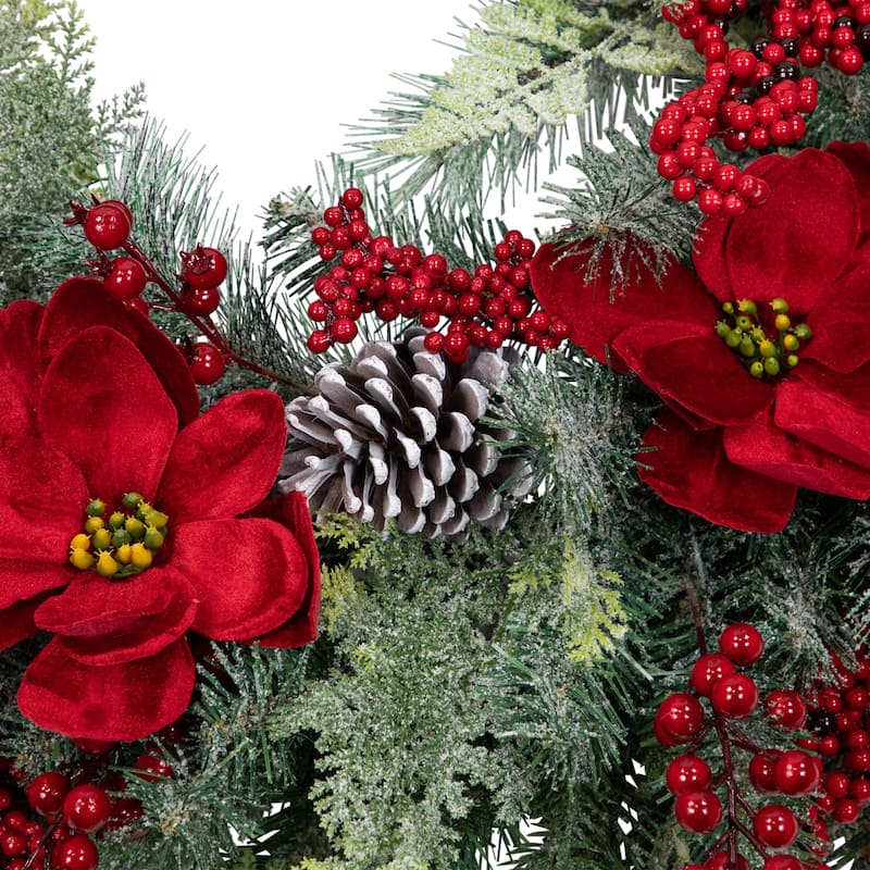 Real Touch™ Poinsettia Pinecone Artificial Christmas Wreath 38" Unlit