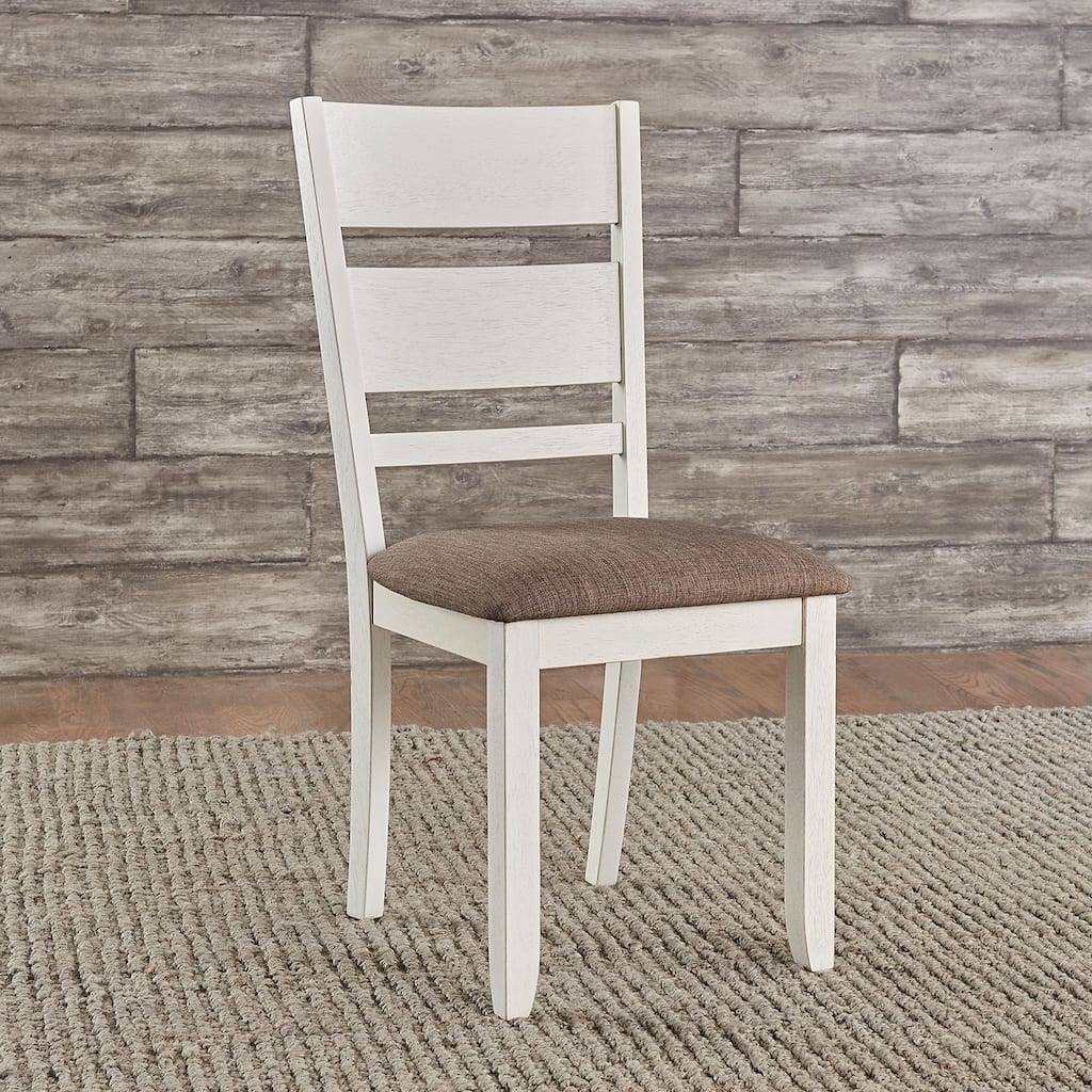 Brook Bay Textured White Slat Back Upholstered Side Chair (Set of 2)