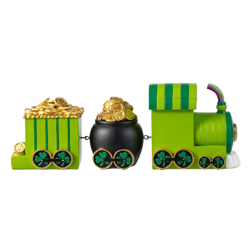 Glitzhome Set of 3 St.Patrick's Resin Leprechaun Train Table Decor
