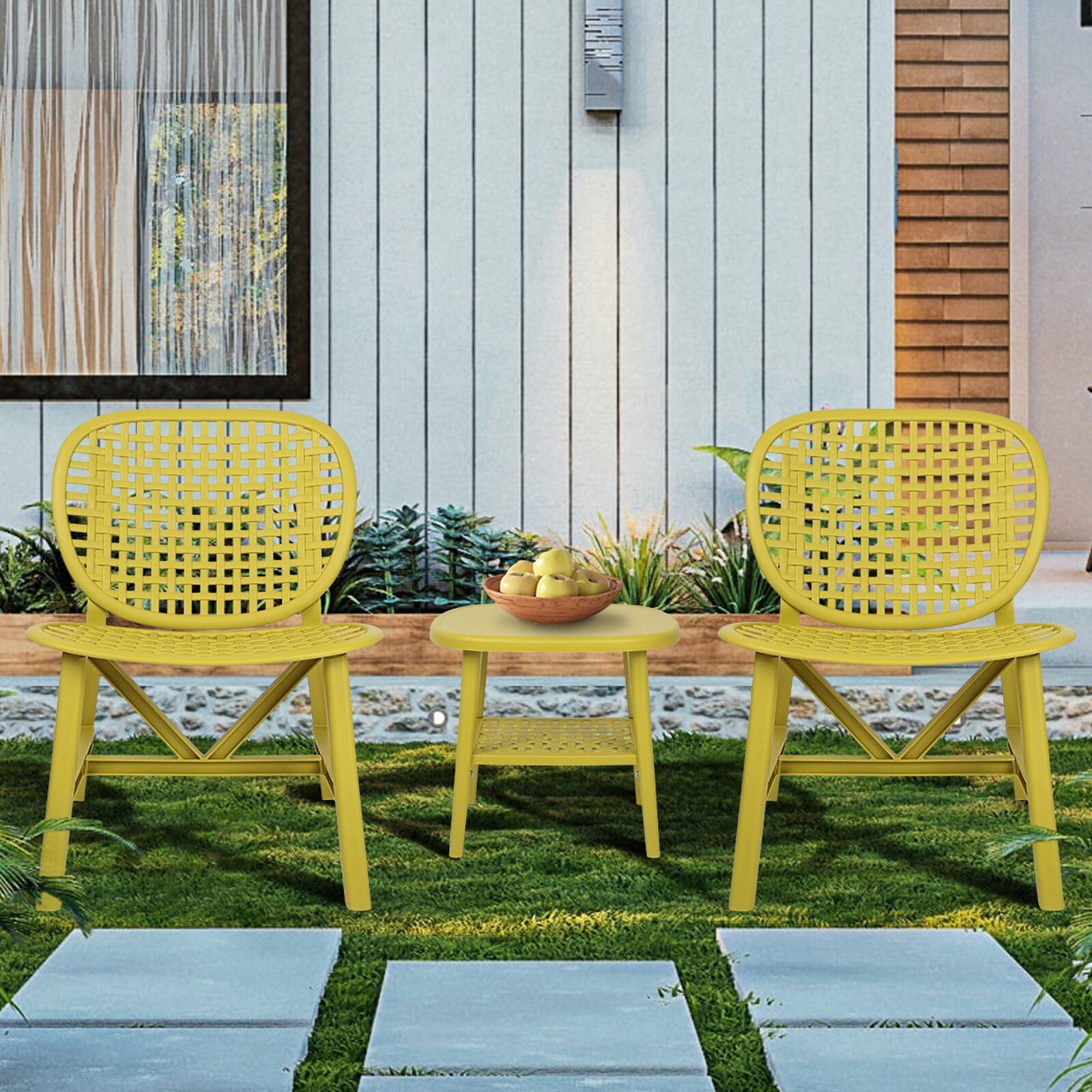 Yellow metal bistro set outlet