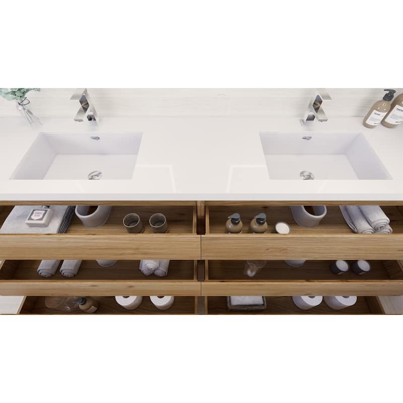 Aron 84'' Freestanding Vanity with Double Reinforced Acrylic Sink