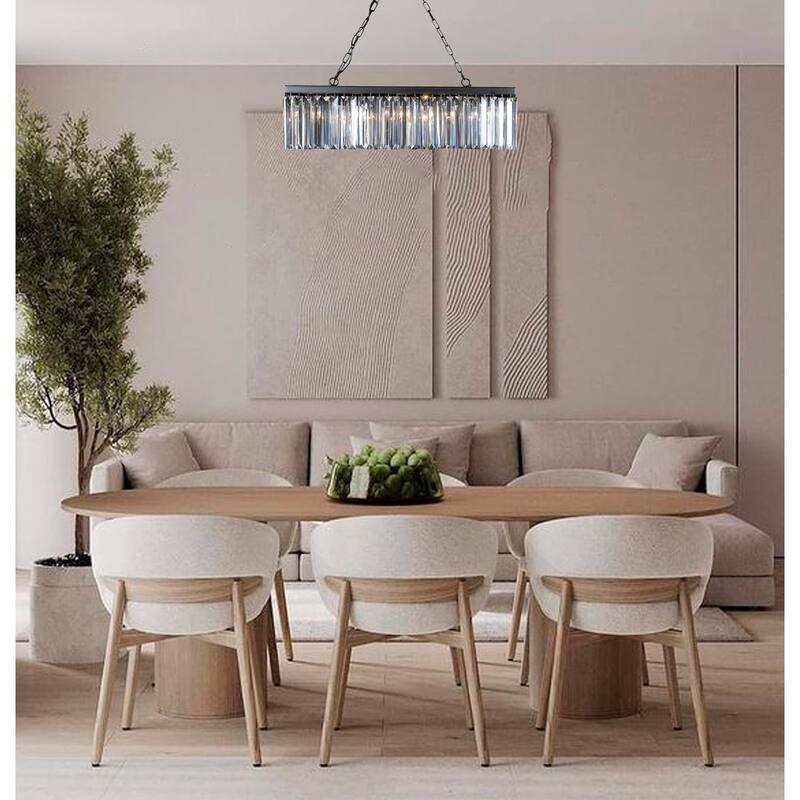 5-Light Black Chandelier With Clear Crystals