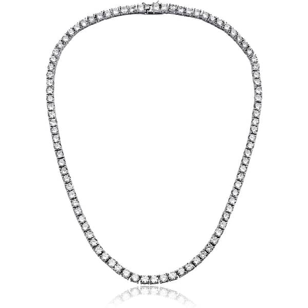 slide 1 of 3, NYC Sterling Women 4MM Round Prong Cubic Zirconia Tennis Necklace