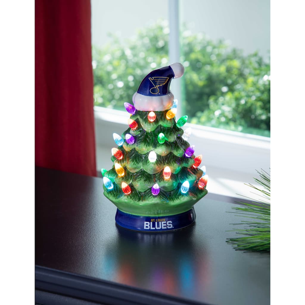 8" LED Ceramic Tabletop Christmas Tree, St Louis Blues