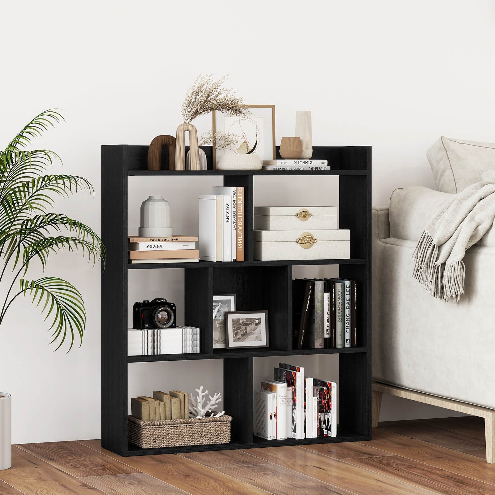 置物 can we talk Costway 1/2 PCS 7-cube Bookcase Open Storage Shelf with Anti