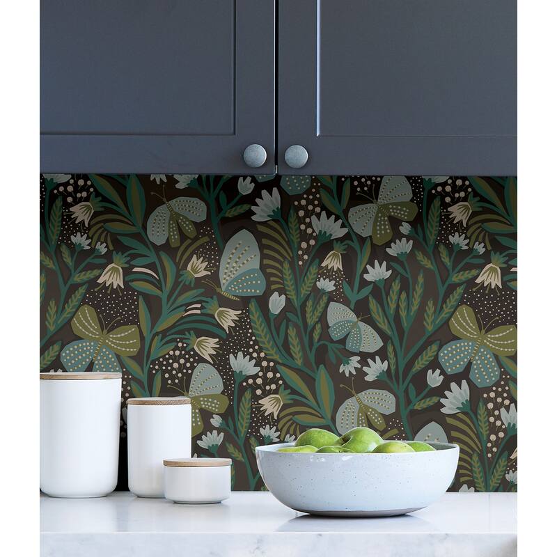 Pip & Lo Chocolate Papillon Flutter Peel & Stick Wallpaper