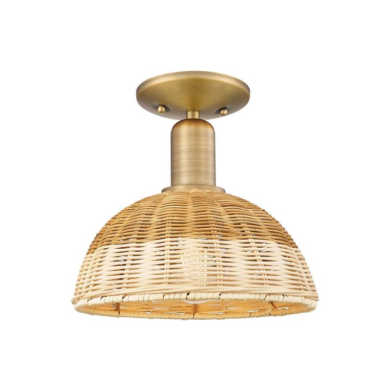 Innovations Lighting 716-1C-11-9 Natural Ballston Dome Semi-Flush - Brushed Brass / Natural