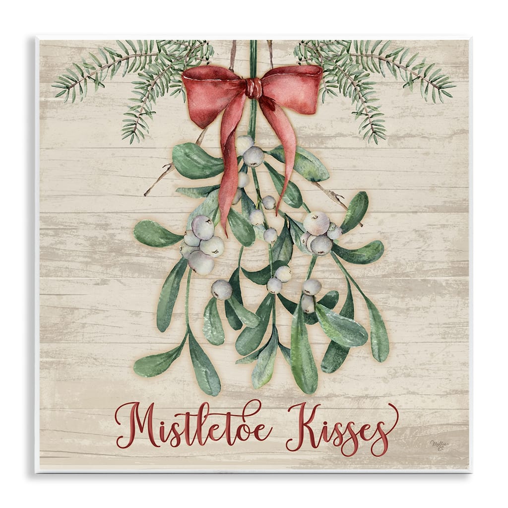 Stupell Rustic Mistletoe Kisses Wall Plaque Art Design By Mollie B.