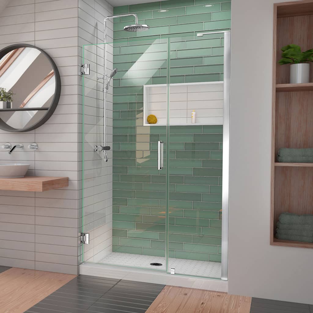 DreamLine Unidoor-LS 46-47 in. W x 72 in. H Frameless Hinged Shower Door with L-Bar - 46" - 47" W