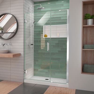 DreamLine Unidoor-LS 47-48 in. W x 72 in. H Frameless Hinged Shower Door with L-Bar - 47" - 48" W - 47" - 48" W