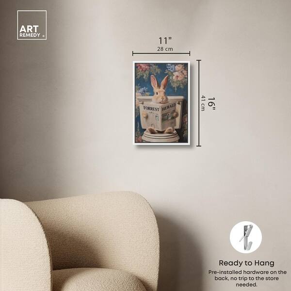 dimension image slide 16 of 24, Rabbit in Garden Toilet Bathroom Wall Art Canvas Print by Art Remedy