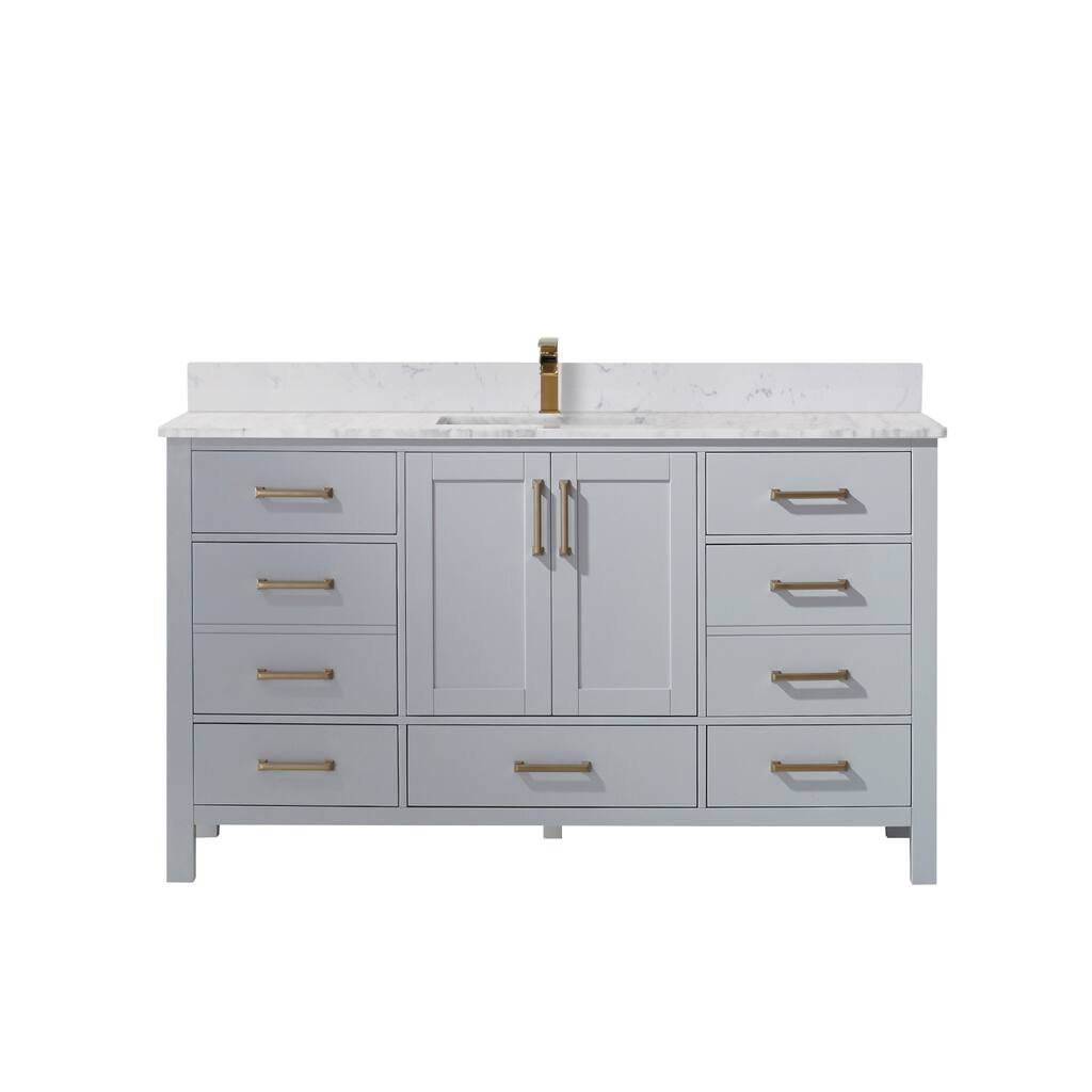 Shannon 60" Single Vanity in Paris Grey and Composite Stone Countertop Without Mirror