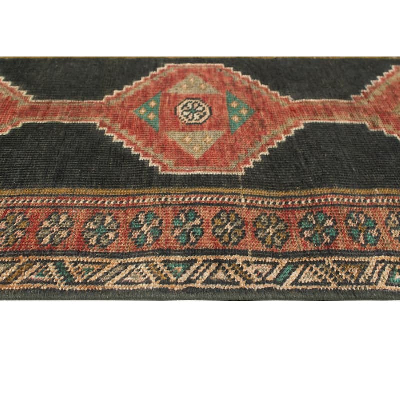 Fine Vintage Distressed Subbooh Navy/Rust Runner - 2'7" x 8'4"