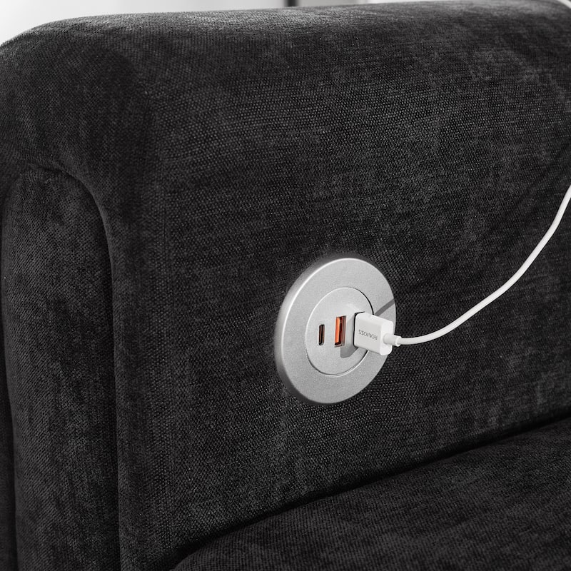 115" U-Shaped Sectional Couch, 6 Seat Upholstered Deep Seat Sofa with Movable Ottomans, USB Ports and Side Tables