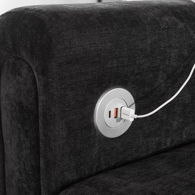 Modern 115" U-Shaped Modular Sectional Sofa with 2 Ottomans, USB Charging Ports, Foldable Side Tables, Chenille Upholstery