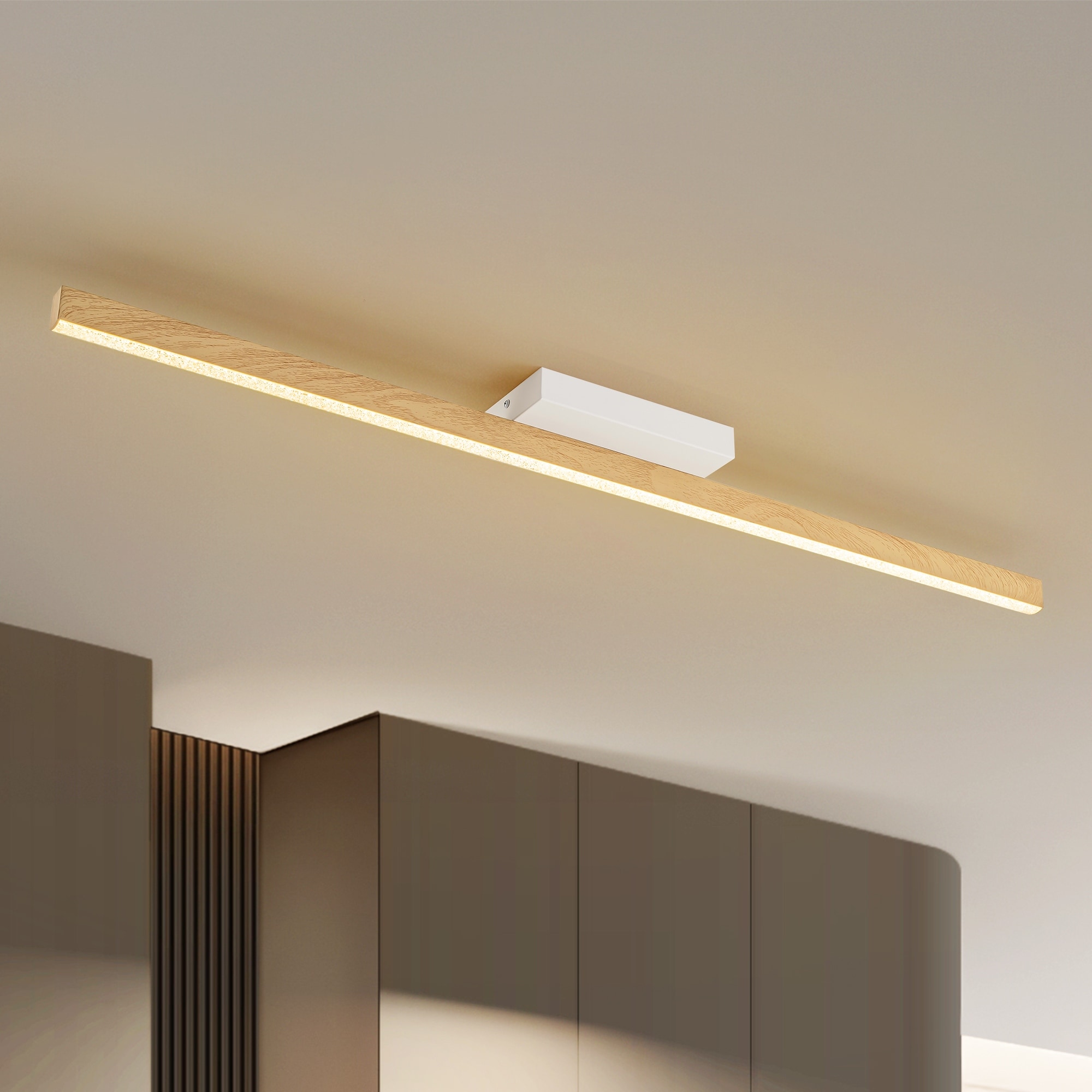 Rennnsan 39.3 in. 22-Watt Farmhouse Modern Long Strip Linear Integrated LED Bathroom Vanity Wall Light/Flush Mount Light