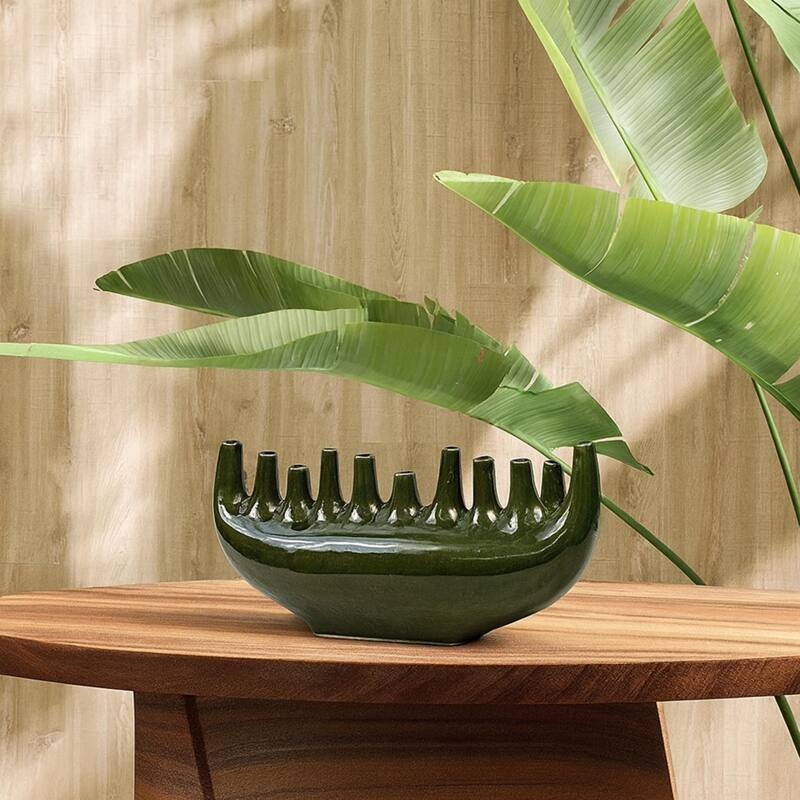 Modern Ceramic Candelabra Centerpiece 18" Textured Candle Holder Decor