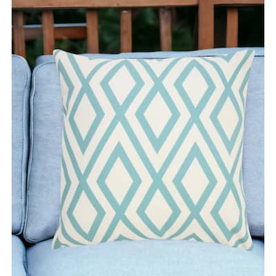 HomeRoots 20" Aqua and White Geometric Indoor Outdoor Throw Pillow - 20