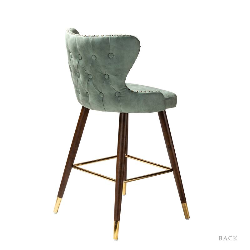 Hepburn Wingback Nailhead Trim Bar Stool Set of 2 by HULALA HOME