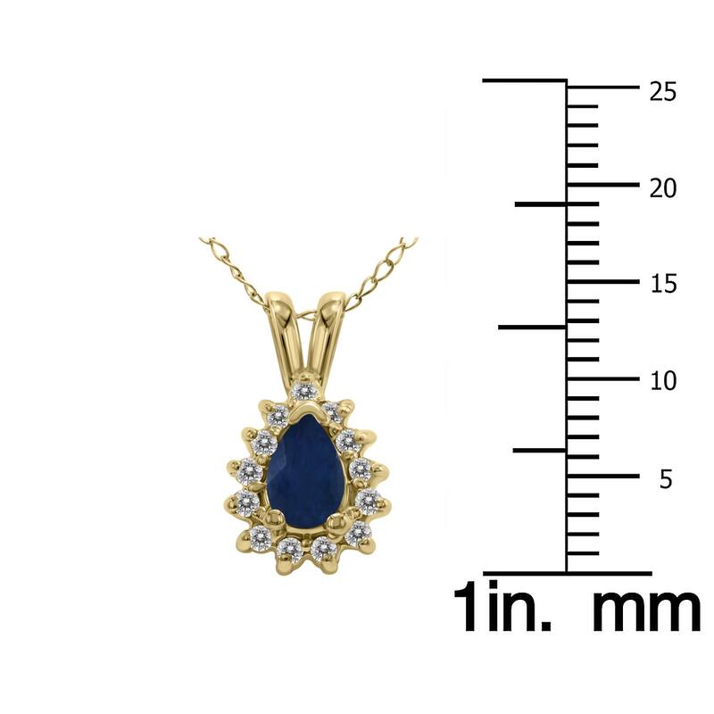 Marquee Jewels Sapphire and Diamond Tear Drop Pendant in 14K Yellow Gold