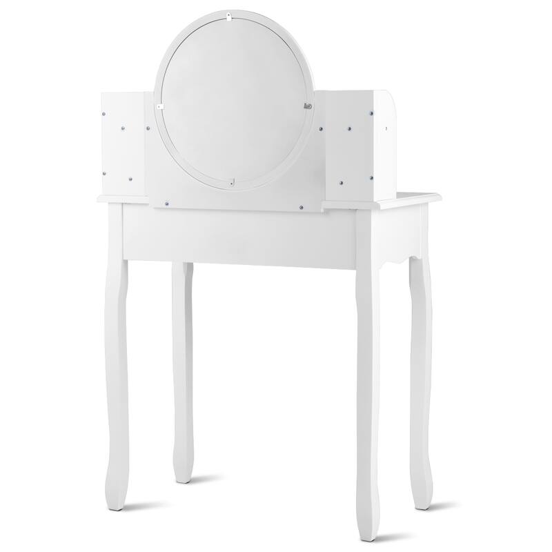 Costway Makeup Vanity Table Drawers Oval Dressing Table Kids Gift