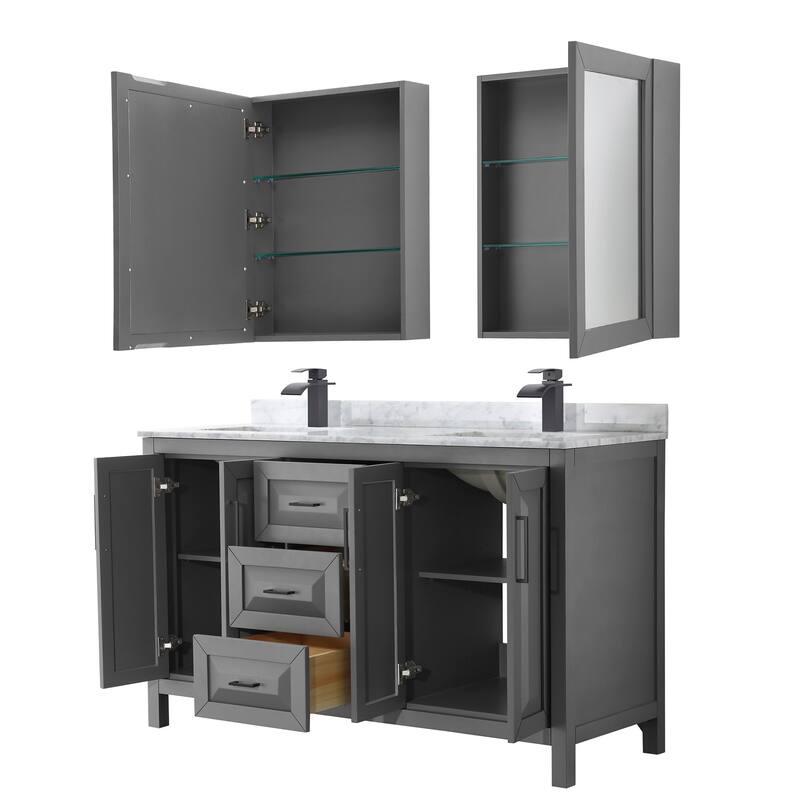 Wyndham Collection Daria 60" Free Standing Double Vanity Set with MDF