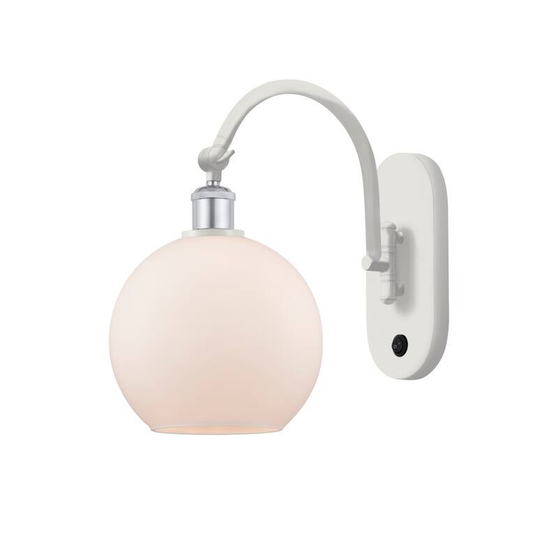 Innovations Lighting 518-1W-14-8 Athens Sconce Athens 14" Tall Wall - White and Polished Chrome / Matte White