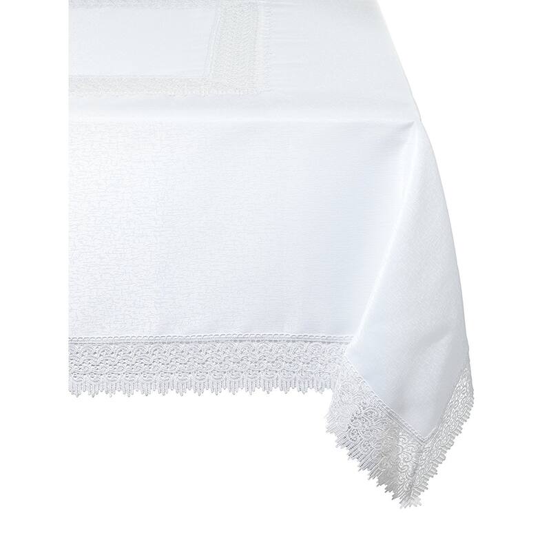 Violet Linen Treasure Lace Pattern Tablecloth - 70" X 140" - White