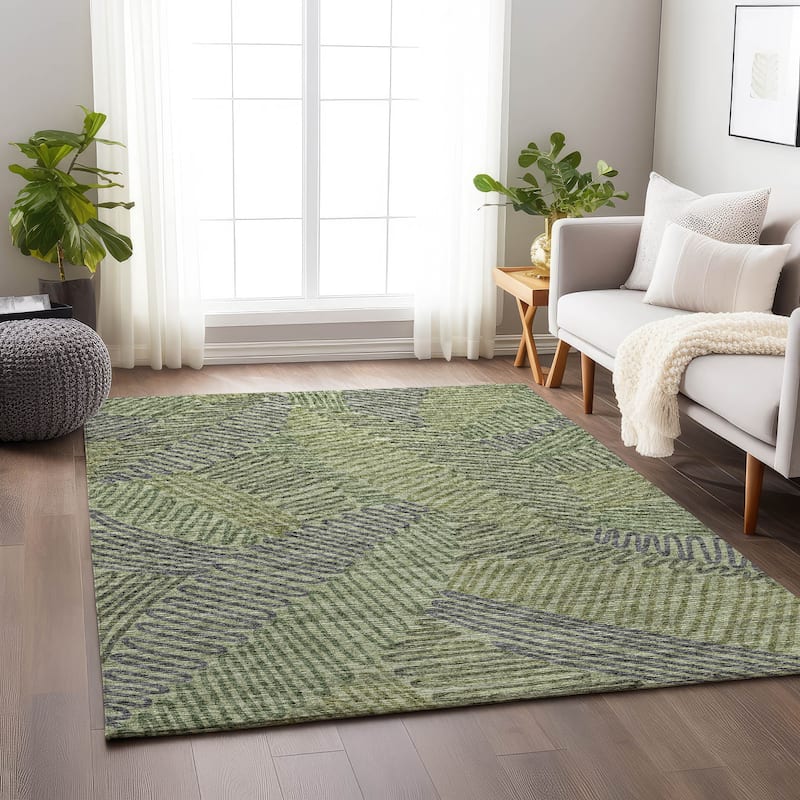 Premium Washable Super Soft Modern Floral Mayfield Rug - Green - 8' x 10' - Rectangle