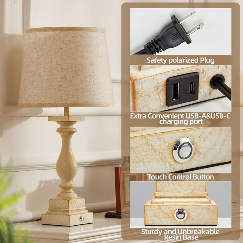 Touch Lamps for Bedroom Set of 2,Bed-Side Table Lamps