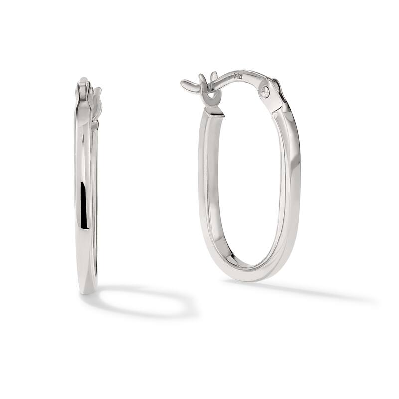 Clover 14K Gold High-Polish Oval Hoop Earrings - White