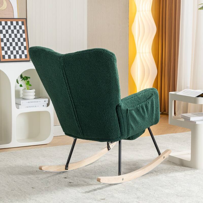 Modern Teddy Fabric Living Room Rocking Chair with Adjustable Footrest